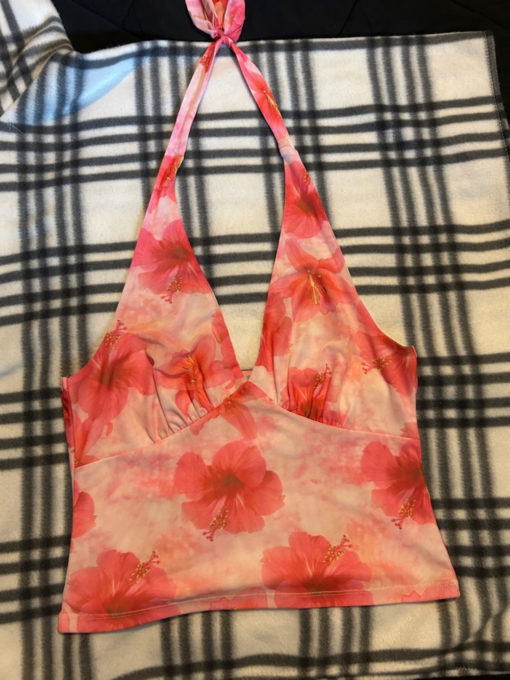 Pink Tropical Halter Crop Top